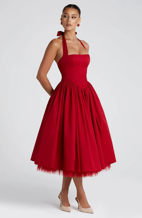 TESSA | Vintage-inspiriertes Halter Midi Kleid