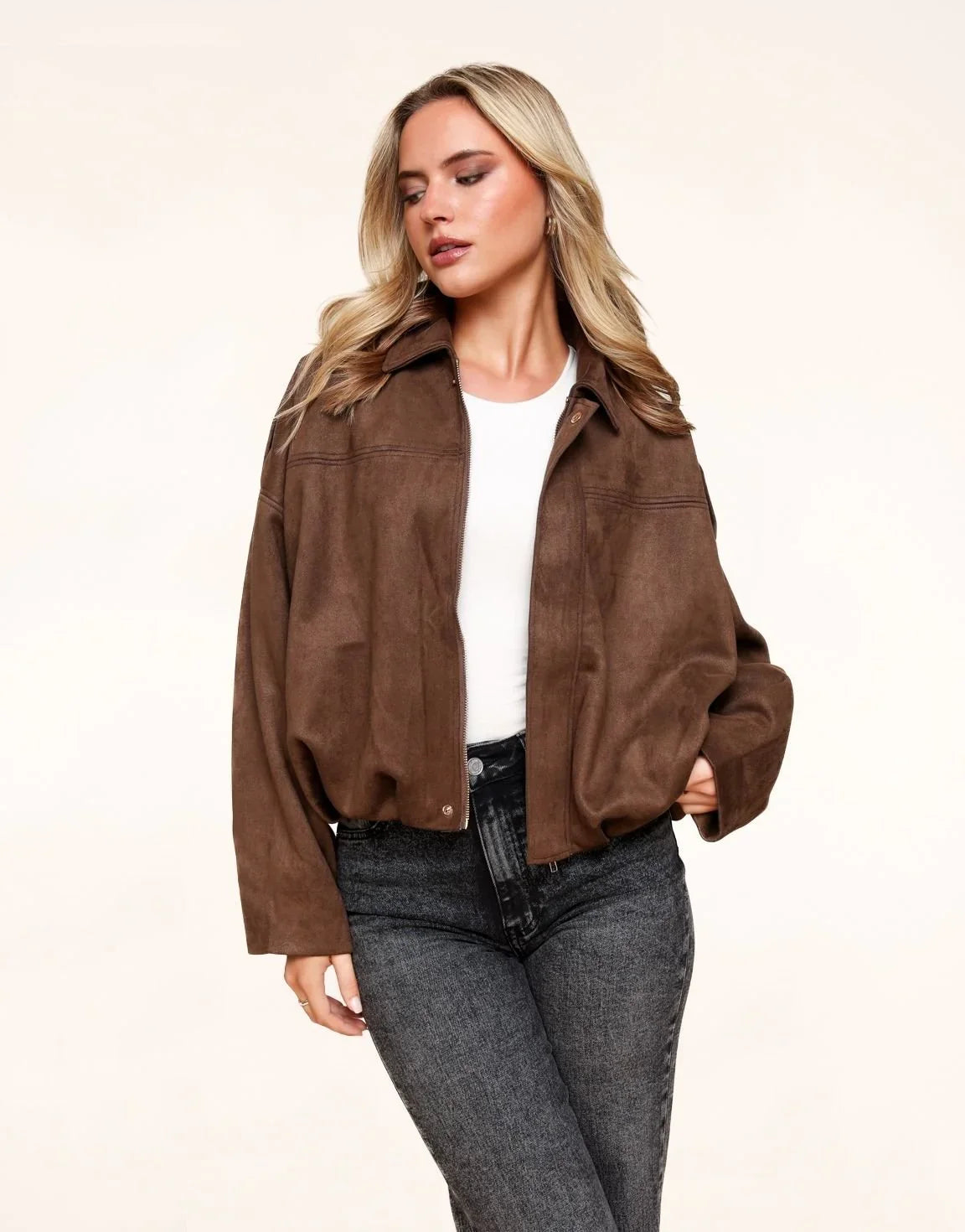 PAIGE | Kurze Wildlederjacke mit Reißverschluss