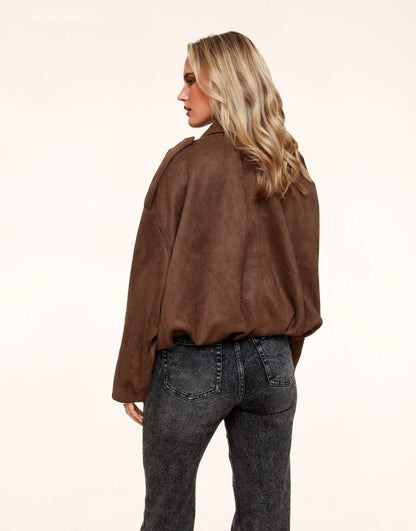 PAIGE | Kurze Wildlederjacke mit Reißverschluss