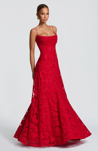 SOFIA Spitzen Maxi Kleid - Rot