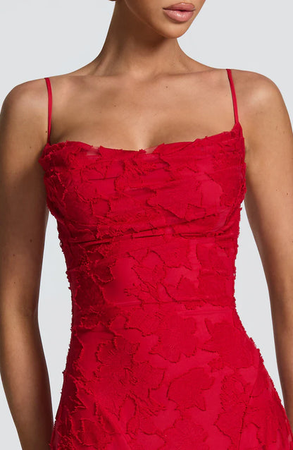 SOFIA Spitzen Maxi Kleid - Rot