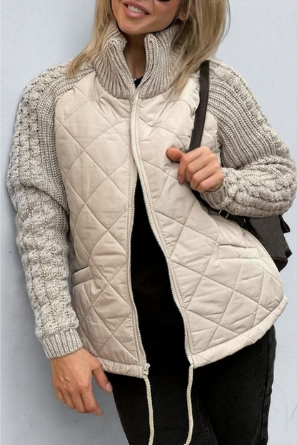 ANDREA | Steppjacke mit Strickärmeln und Reißverschluss