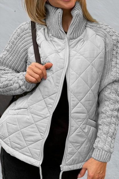 ANDREA | Steppjacke mit Strickärmeln und Reißverschluss