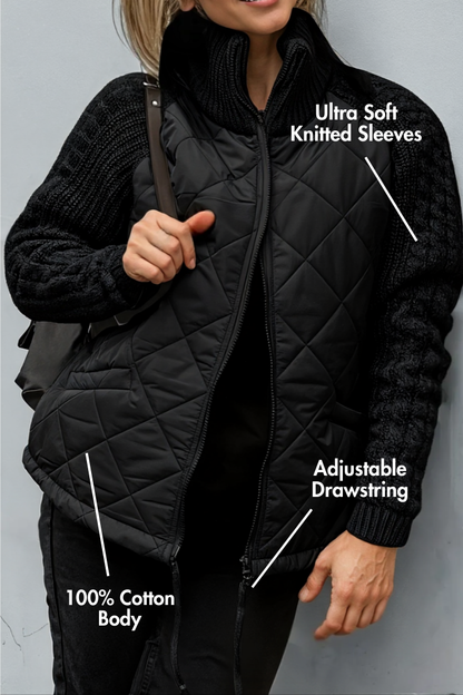 ANDREA | Steppjacke mit Strickärmeln und Reißverschluss