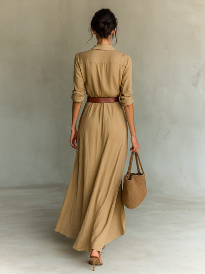 ANNIKA | Maxikleid mit Reverskragen und Gürtel