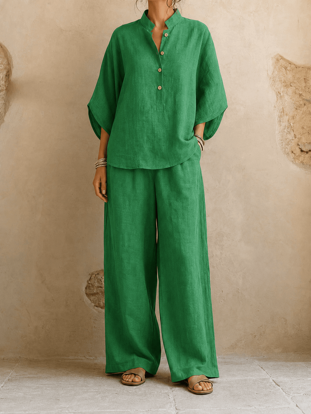 KENNEDY | Zweiteiliges Set mit Knopfleiste und weiter Hose