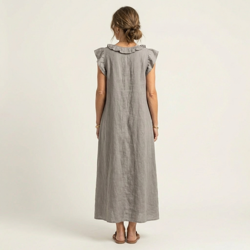 ARWEN | Maxikleid mit Rüschen und V-Ausschnitt