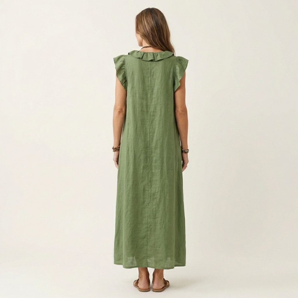 ARWEN | Maxikleid mit Rüschen und V-Ausschnitt