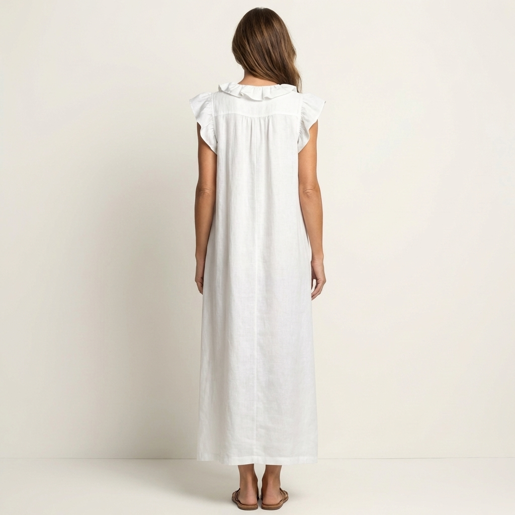 ARWEN | Maxikleid mit Rüschen und V-Ausschnitt