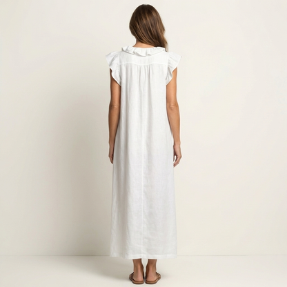 ARWEN | Maxikleid mit Rüschen und V-Ausschnitt
