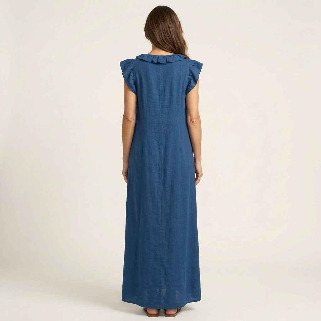 ARWEN | Maxikleid mit Rüschen und V-Ausschnitt