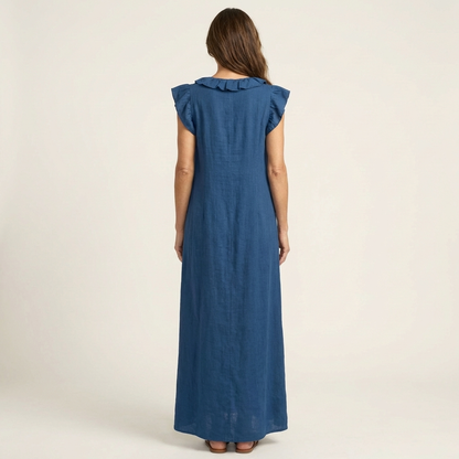 ARWEN | Maxikleid mit Rüschen und V-Ausschnitt