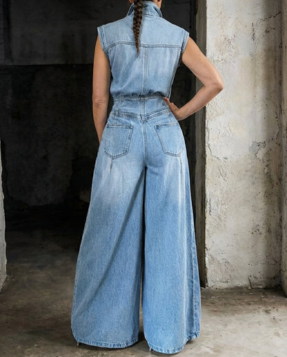 STELLA | Jeans-Jumpsuit mit Taillierung und weitem Bein