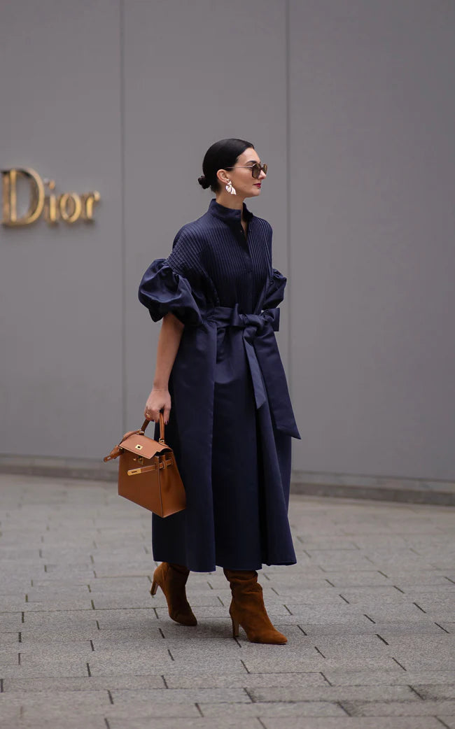 PHOEBE | Midi-Kleid mit Voluminösen Ärmeln