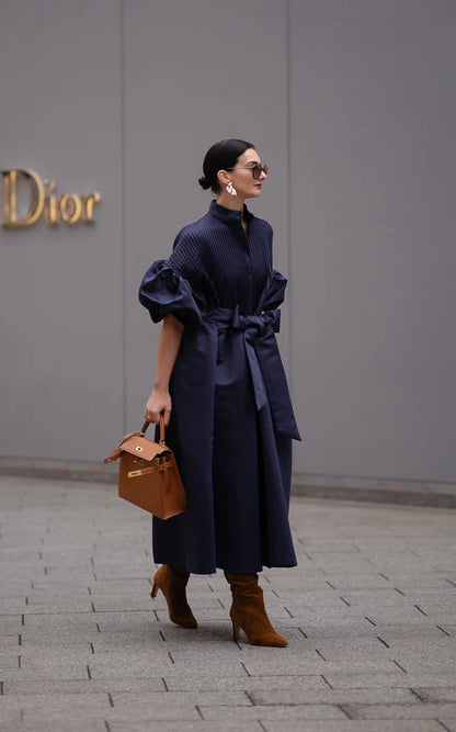 PHOEBE | Midi-Kleid mit Voluminösen Ärmeln