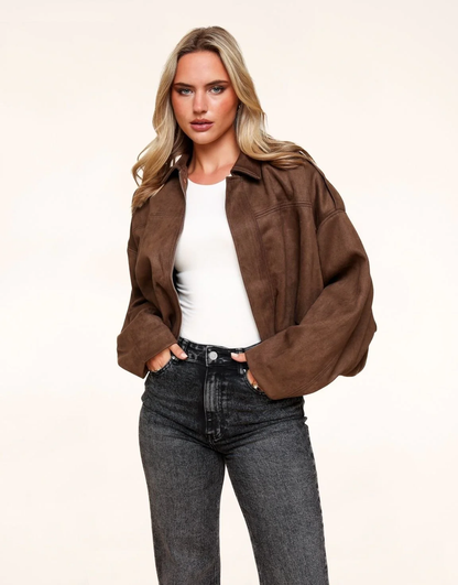 PAIGE | Kurze Wildlederjacke mit Reißverschluss