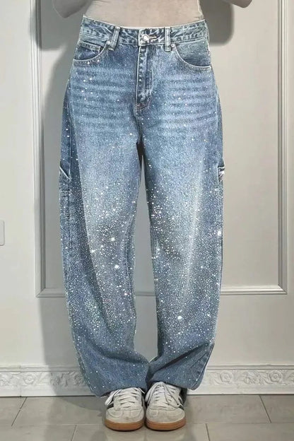TIRZA | Glamouröse Wide-Leg Jeans mit Strassdetails