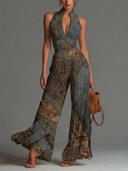 ALENJA | Plissierter Chiffon-Jumpsuit mit weitem Bein