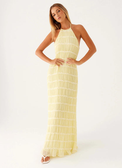 SANDRA | Chic Maxikleid mit Halterneck-Ausschnitt