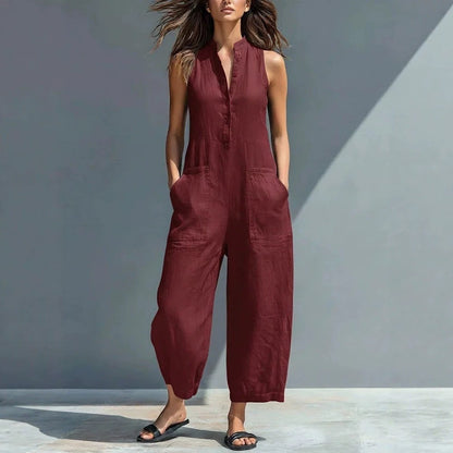 HERMINE | Ärmelloser Leinen-Jumpsuit