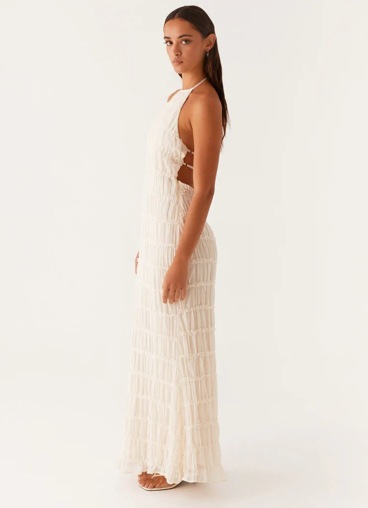 SANDRA | Chic Maxikleid mit Halterneck-Ausschnitt