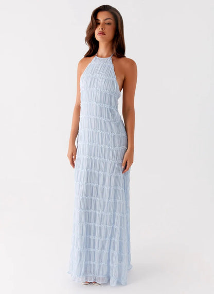 SANDRA | Chic Maxikleid mit Halterneck-Ausschnitt