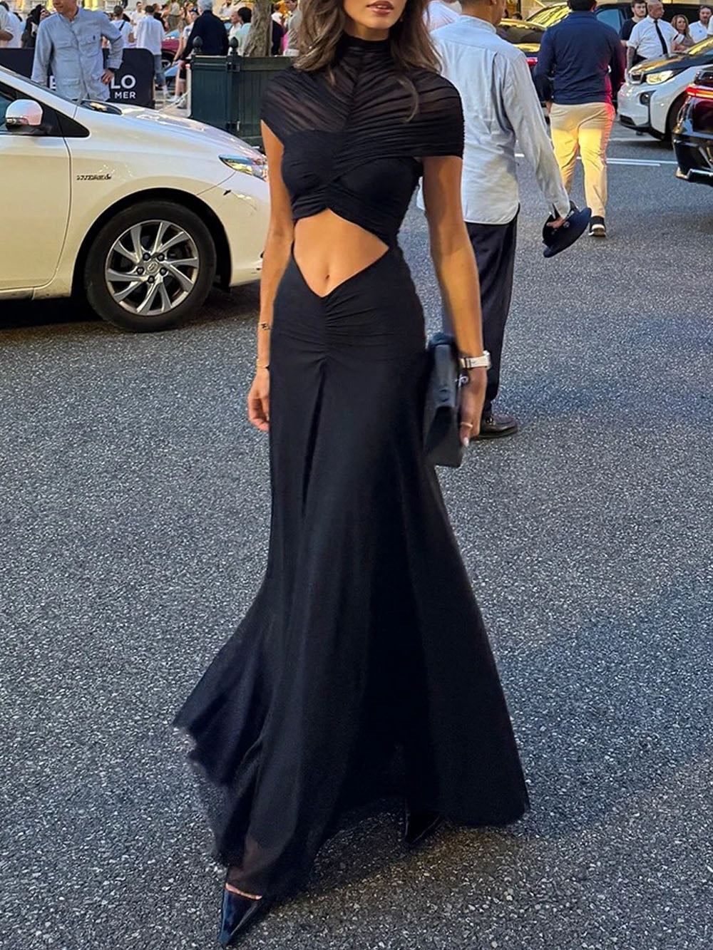 OTTILIE | Maxikleid mit Raffungen und Cut-out