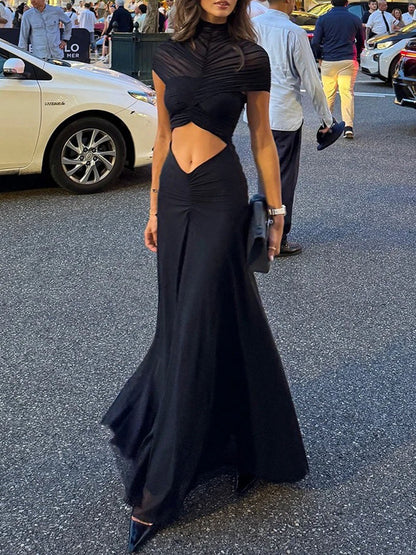 OTTILIE | Maxikleid mit Raffungen und Cut-out