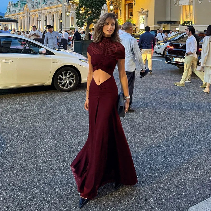OTTILIE | Maxikleid mit Raffungen und Cut-out