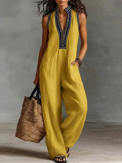 LENEA | Minimalistischer Jumpsuit mit Stehkragen