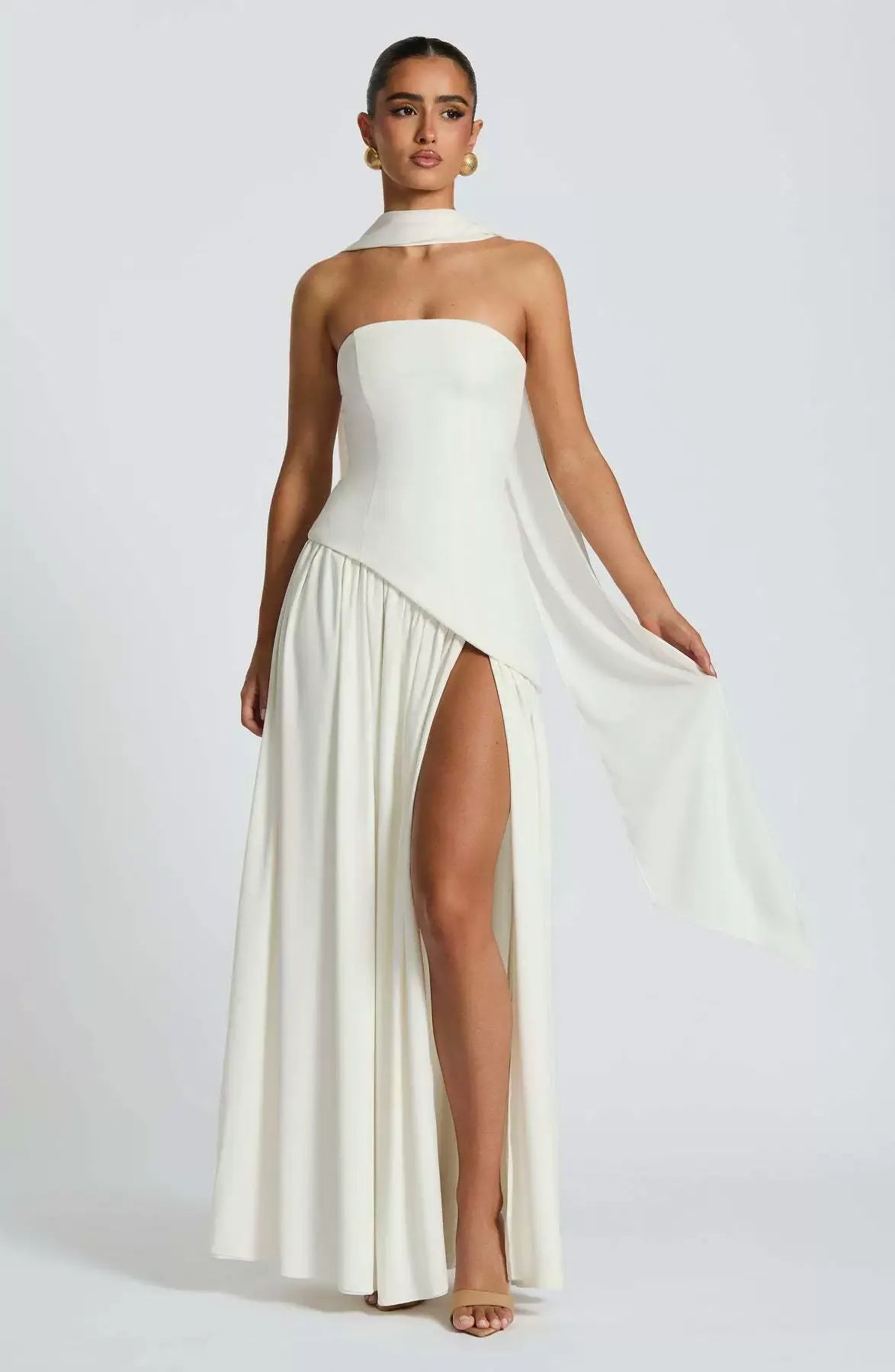 SERENA | Elegantes Maxikleid mit Asymmetrischem Oberteil