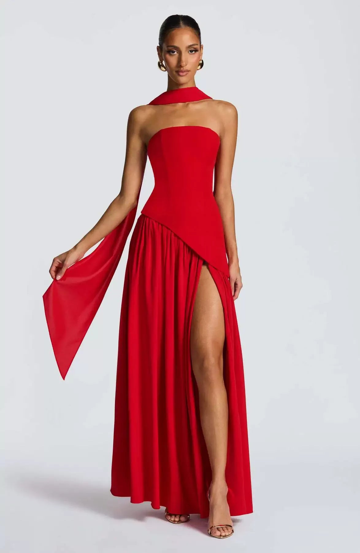 SERENA | Elegantes Maxikleid mit Asymmetrischem Oberteil