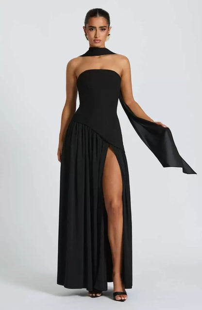 SERENA | Elegantes Maxikleid mit Asymmetrischem Oberteil