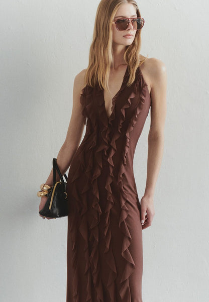 ESMEE | Fließendes Maxikleid mit Volant-Details