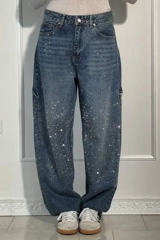 TIRZA | Glamouröse Wide-Leg Jeans mit Strassdetails