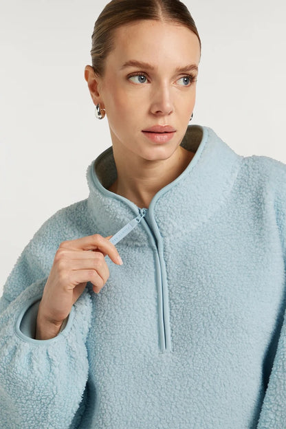 CAROLINE | Fleece-Pullover mit halbem Reißverschluss
