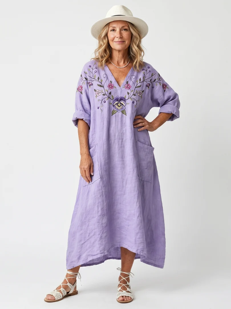 SLOANE | Maxikleid mit Knopfleiste und Vordertaschen
