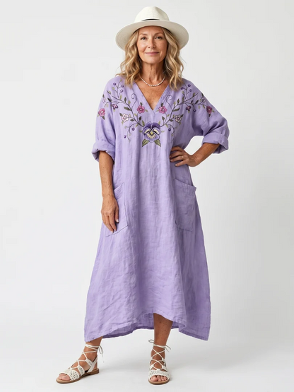 SLOANE | Maxikleid mit Knopfleiste und Vordertaschen