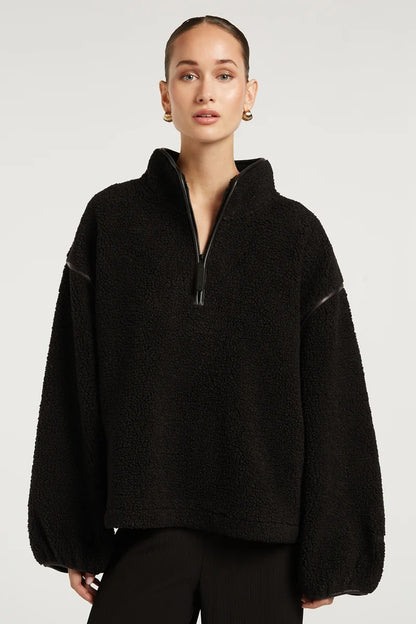 CAROLINE | Fleece-Pullover mit halbem Reißverschluss