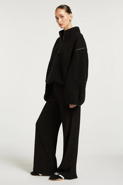 CAROLINE | Fleece-Pullover mit halbem Reißverschluss