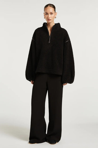 CAROLINE | Fleece-Pullover mit halbem Reißverschluss