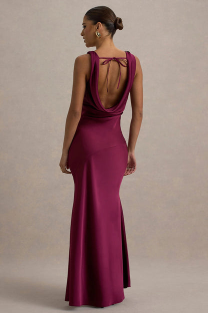 LENA | Minimalistisches Maxi Kleid mit Drapiertem Ausschnitt