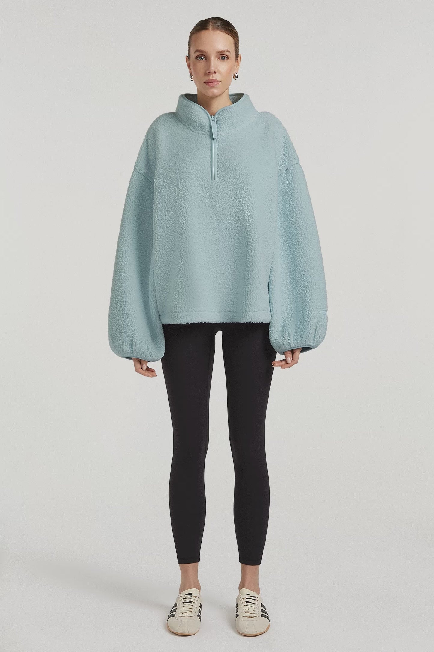 CAROLINE | Fleece-Pullover mit halbem Reißverschluss