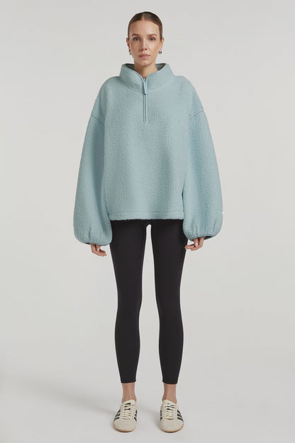 CAROLINE | Fleece-Pullover mit halbem Reißverschluss