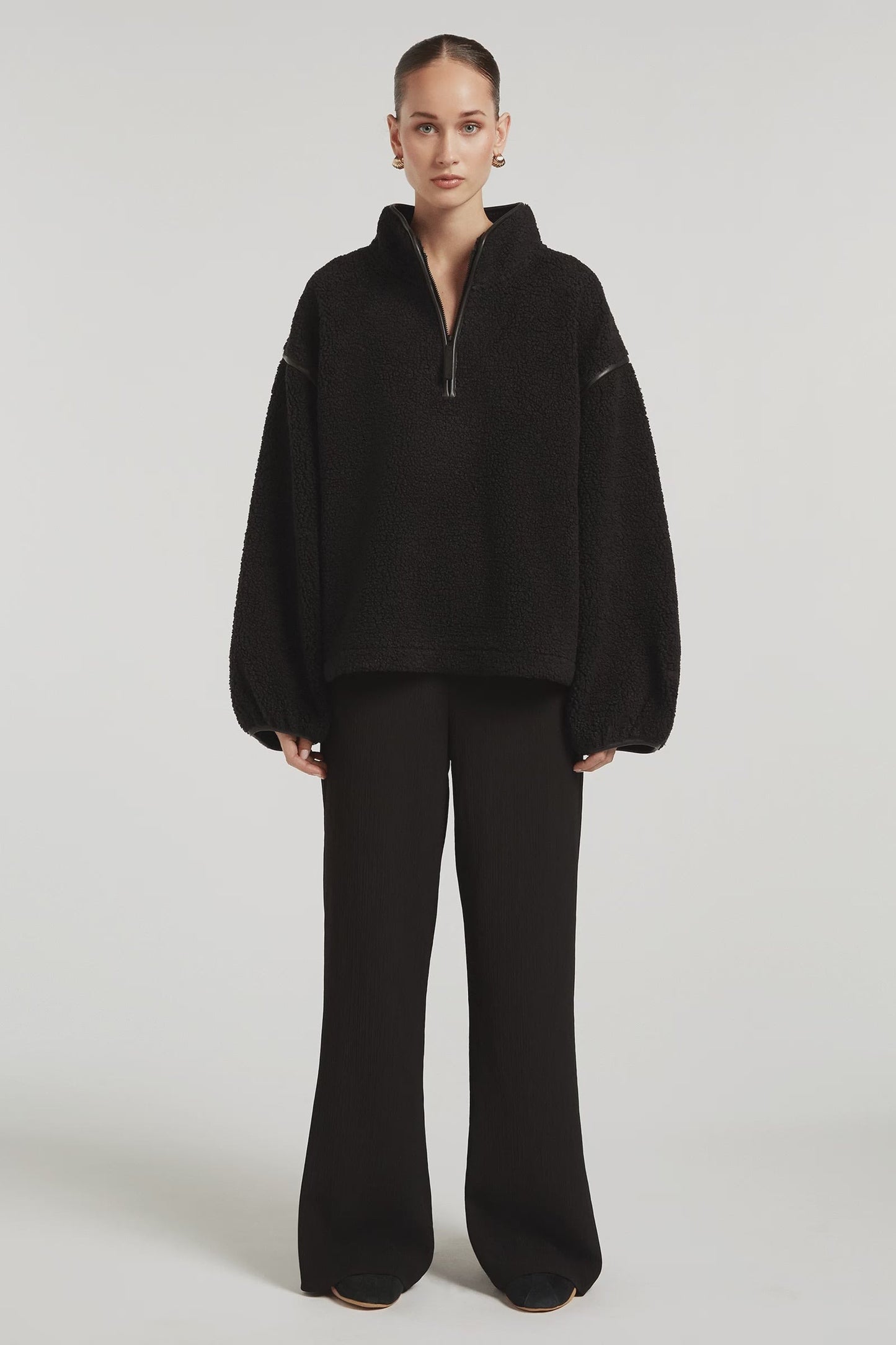 CAROLINE | Fleece-Pullover mit halbem Reißverschluss