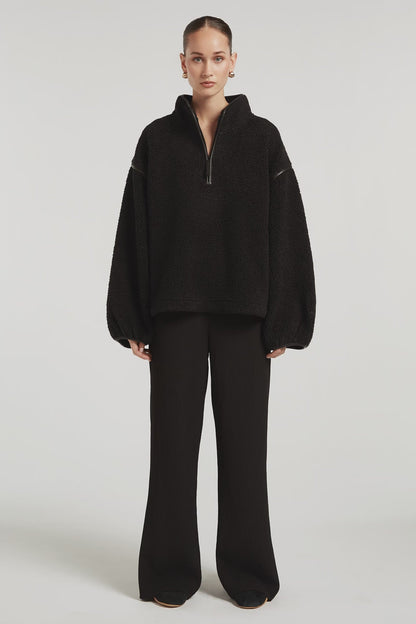 CAROLINE | Fleece-Pullover mit halbem Reißverschluss