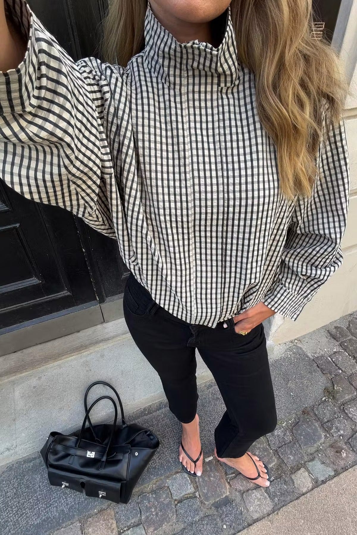 PENELOPE | Karierte kurze Jacke mit Taschen