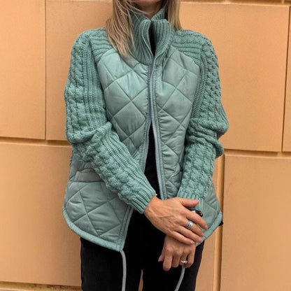 ANDREA | Steppjacke mit Strickärmeln und Reißverschluss