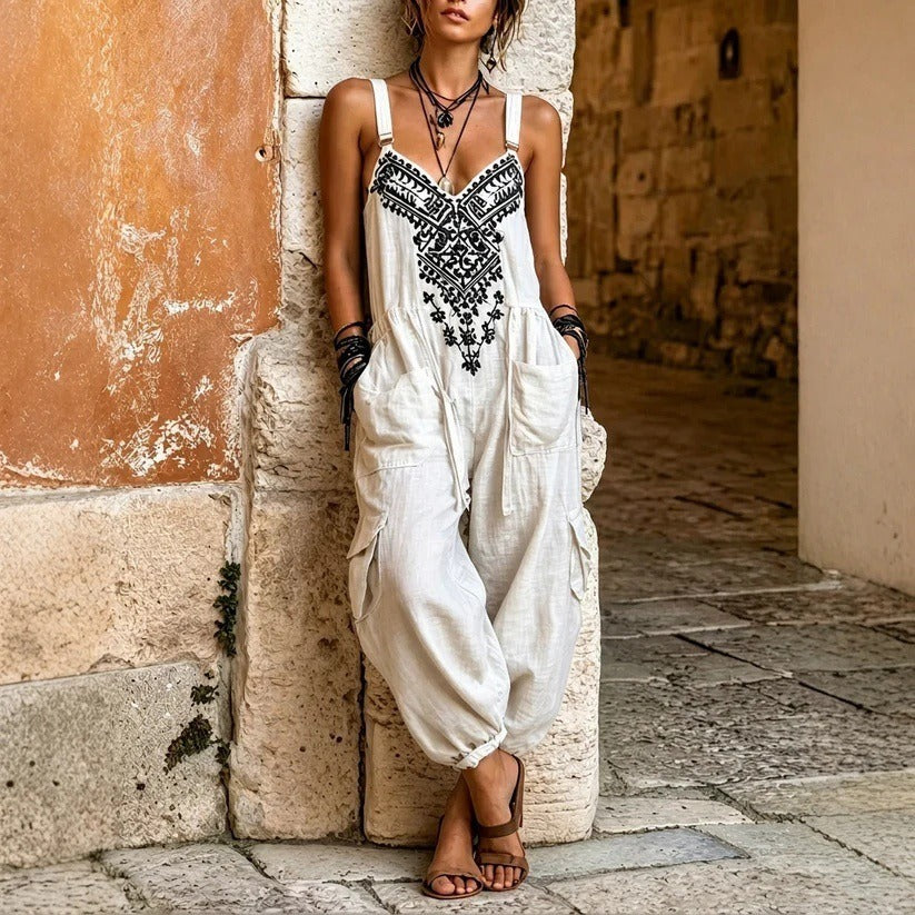 JUDITH | Bestickter Cargo-Jumpsuit