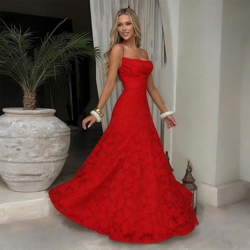 SOFIA Spitzen Maxi Kleid - Rot